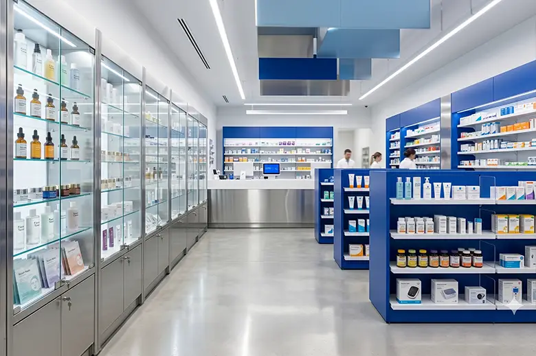 Farmacia y óptica — módulos cerrados